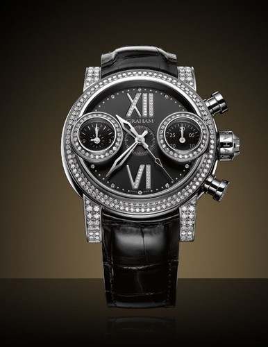 Graham Swordfish Diamonds Black (SS-Diamonds / Black-Diamonds / Leather Strap) 2SWFS.B38R