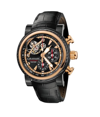Graham Tourbillograph Silverstone Woodcote (SS-PVD-RG / Black / Leather Strap) 2TWAO.B01A