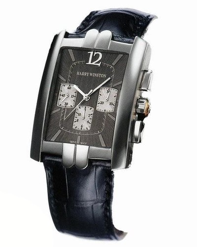 Harry Winston Avenue C Chromo ( WG / Black / Leather ) 330 / MCAWL.T