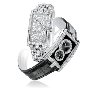 Harry Winston Avenue C Midsize (WG- Paved Diamonds / Black- Paved Diamonds / Leather ) 331 / UQWL.KD / D3.2