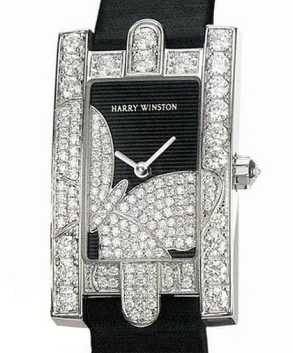Harry Winston Avenue Classic ( WG-Diamonds / Black-Diamonds / Satin) 310 / LQWL.ADB / D3.1B