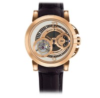 Harry Winston Midnight Tourbillon Chronograph (RG / RG-Open / Leather Strap) 450 / MMTC42RL.W