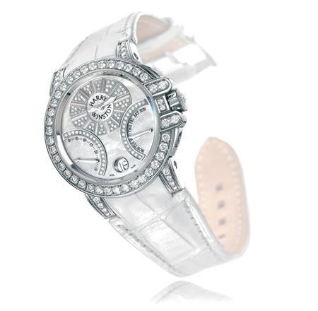 Harry Winston Ocean Biretro (WG / MOP-Diamonds / Croc Leather) 400 / UABI36WL.MD / D3.1