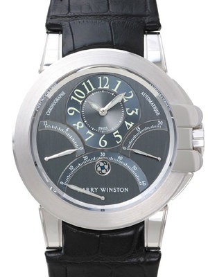 Harry Winston Ocean Chrono (WG / Anthracite / Black Leather Strap) 400 / MCRA44WL
