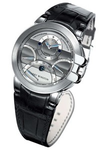 Harry Winston Ocean Chronograph (WG / Gray / Leather Strap) 400 / HWWGNRN