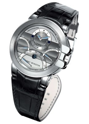 Harry Winston Ocean Chronograph (WG / Gray / Leather Strap) 400 / HWWGNRN