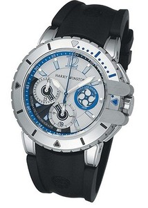 Harry Winston Ocean Diver Zalium (WG-Zalium / White-Blue / Strap) 410 / MCA44WZBC.WB