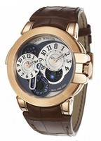Harry Winston Ocean Dual Time (RG / Silver - Skeleton / Brown Croc Leather) 400 / MATZ44RL.W