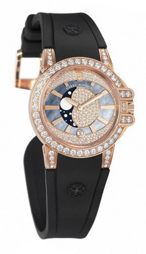 Harry Winston Ocean Lady Moon Phase (RG-Diamonds / RG-MOP-Diamonds / Croc Leather) 400 / UQMP36RC.MKDO / D3.1
