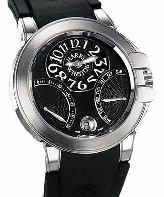 Harry Winston Ocean Lady (WG / Black / Leather) 400 / UABI36WC