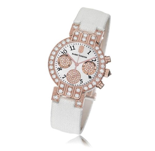 Harry Winston Premier Excenter Chronograph Ladies (WG-Diamonds / White-Diamonds / Leather) 200 / UCQ32RL.MD / 3.1
