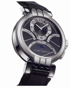 Harry Winston Premier Excenter Chronograph (WG / Silver / Leather) 200 / MCRA39WL