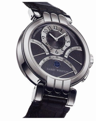 Harry Winston Premier Excenter Chronograph (WG / Silver / Leather) 200 / MCRA39WL