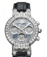 Harry Winston Premier Excenter Lotus Ladies (WG-Diamonds / Blue MOP-Diamonds / Leather) 200 / UCQ32WL.MKD02 / 00 Right