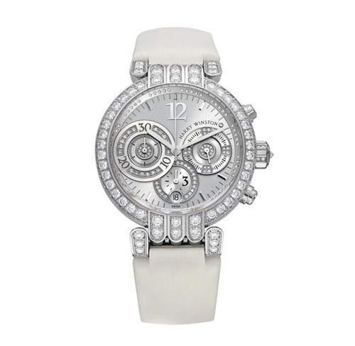 Harry Winston Premier Large Chronograph (WG-Diamonds / Silver / Strap) 200 / UCA39WL.WD / 01