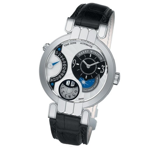 Harry Winston Premier Timezone (WG / White / Leather Strap) 200 / MATZ41WL.A