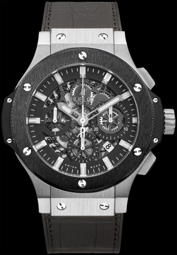 Hublot Aero Bang Steel Ceramic (SS / Black / Black Rubber Gummy Alligator Strap) 311.SM.1170.GR