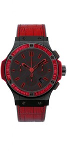 Hublot All Black Red 44 (Black Ceramic -Baguettes / Black / Black Rubber and Red Gummy Alligator Strap) 301.CI.1130.GR.1902.ABR10