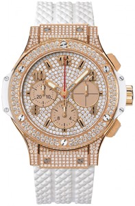 Hublot Big Bang 41mm Gold White Full Pave (RG-Pave Diamonds / Diamonds / White Rubber Strap) 341.PE.9010.RW.1704