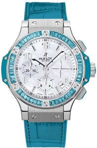 Hublot Big Bang 41mm Steel Tutti Frutti Blue (SS-WG-Blue Topaz Baguettes / White MOP / Blue Rubber-Alligator Strap) 341.SL.6010.LR.1907