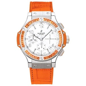 Hublot Big Bang 41mm Steel Tutti Frutti Orange (SS-WG-Orange Sapphire Baguettes / White MOP / Orange Rubber-Alligator Strap) 341.SO.6010.LR.1906