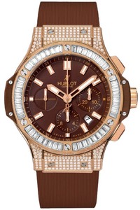 Hublot Big Bang Cappuccino Gold Jewellery (RG-Baguettes / Chocolate / Chocolate Rubber Strap) 301.PC.3180.RC.0904