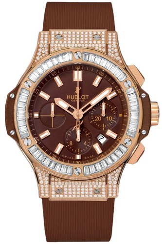 Hublot Big Bang Cappuccino Gold Jewellery (RG-Baguettes / Chocolate / Chocolate Rubber Strap) 301.PC.3180.RC.0904