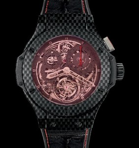 Hublot Big Bang Chrono Tourbillon Ferrari (Carbon Fiber / Black / Rubber-Hornback Crocodile Strap) 308.QX.1110.HR.SCF11