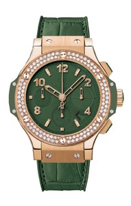Hublot Big Bang Dark Green Diamonds Gold Tutti Frutti (RG-Diamonds / Dark Green / Alligator Rubber Strap) 341.PV.5290.LR.1104
