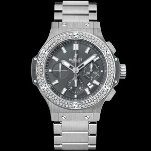 Hublot Big Bang Earl Gray Diamonds (SS-Diamonds / Grey / Stainless Steel Bracelet) 301.ST.5020.ST.1104