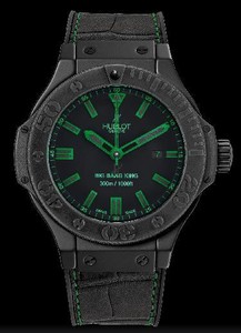 Hublot Big Bang King All Black Green (Ceramic / Black-Green / Alligator Gummy Rubber Strap) 322.CL.1190.GR.ABG11