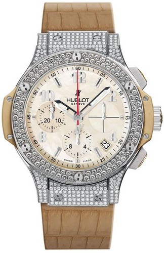 Hublot Big Bang Madre Perla (SS-Diamond Case / Beige MOP / Leather) 341.SG.600.LS.174