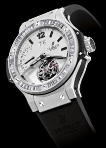 Hublot Big Bang Platinum Mat Tourbillon (Platinum-Diamonds / Grey / Rubber) 302.TI.450.RX.194