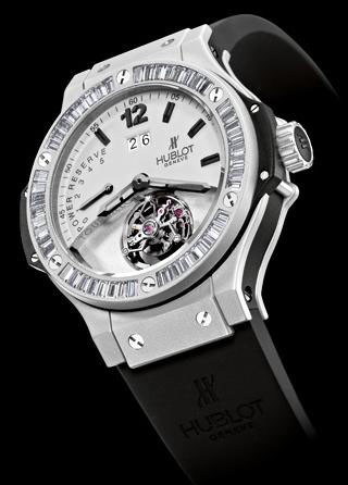 Hublot Big Bang Platinum Mat Tourbillon (Platinum-Diamonds / Grey / Rubber) 302.TI.450.RX.194
