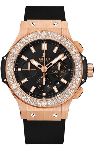 Hublot Big Bang Red Gold Jewellery(RG-Baguette / Black / Black Rubber Strap) 301.PX.1180.RX.0904