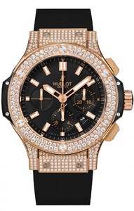 Hublot Big Bang Red Gold Pave (RG-Diamonds / Black / Black Rubber Strap) 301.PX.1180.RX.1704