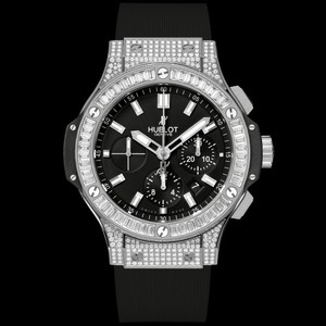 Hublot Big Bang Steel Jewellery (SS-Baguette / Black / Black Rubber Strap) 301.SX.1170.RX.0904