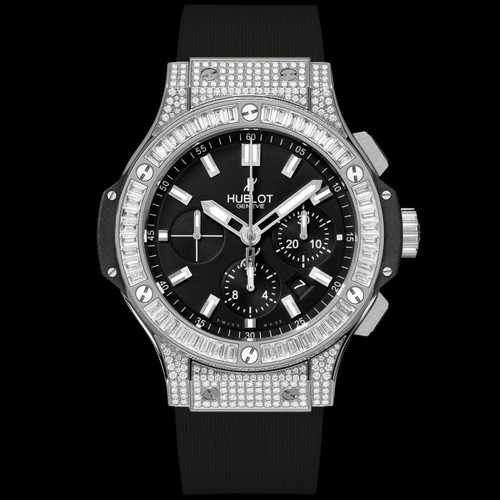 Hublot Big Bang Steel Jewellery (SS-Baguette / Black / Black Rubber Strap) 301.SX.1170.RX.0904