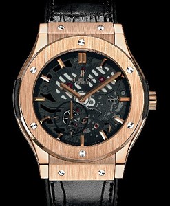 Hublot Classic Fusion Extra-Thin Skeleton King Gold (King Gold / Skeleton / Rubber-Alligator Strap) 515.OX.0180.LR