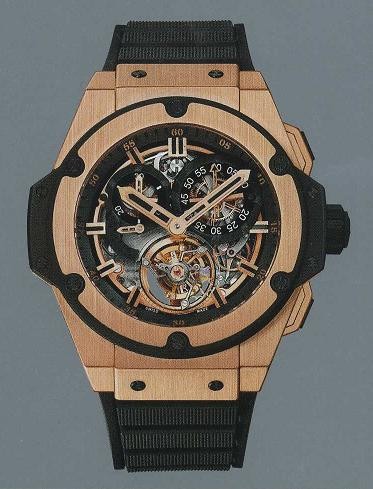 Hublot King Power Gold Tourbillion (RG / Black / Rubber strap) 708.PX.0180.RX