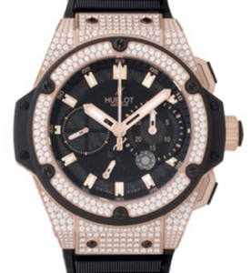 Hublot King Power Split Second Gold Pave (RG-Diamonds / Black / Rubber Strap) 709.OX.1780.RX.1704