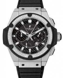 Hublot King Power Zirconium Diamonds (Zirconium-Diamonds / Black Carbon / Rubber Strap) 709.ZX.1770.RX.1104