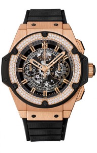 Hublot Unico King Gold Diamonds (King Gold / Skeleton / Rubber Strap) 701.OX.0180.RX.1104
