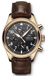 IWC Pilot's Watch Chronograph (RG / Black / Leather Strap) IW371713