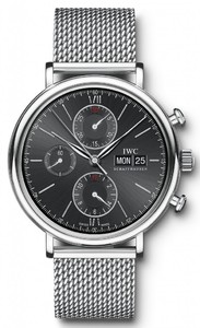 IWC Portofino Chronograph (SS / Black / Milanese Mesh Bracelet) IW391010