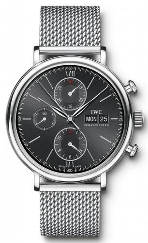 IWC Portofino Chronograph (SS / Black / Milanese Mesh Bracelet) IW391010