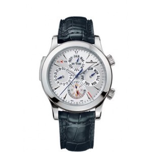 Jaeger LeCoultre Master Grande Reveil (Platinum / Silver / Leather) Q163644A