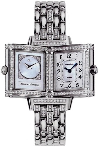 Jaeger LeCoultre Reverso Duetto (WG / Silver - MOP / Diamond Bezel / WG) Q2663101