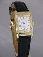 Jaeger LeCoultre Reverso Duetto (YG / Silver - MOP / Diamond Bezel / Leather) Q2661401