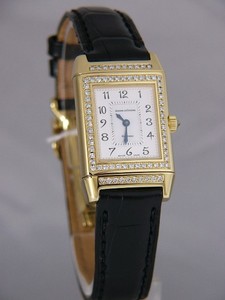 Jaeger LeCoultre Reverso Duetto (YG / Silver - MOP / Diamond Bezel / Leather) Q2661401
